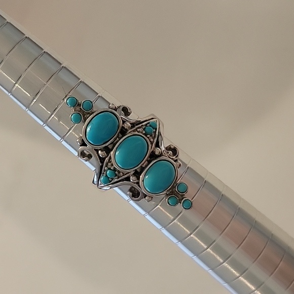 Turquiose and sterling silver ring - Picture 2 of 4